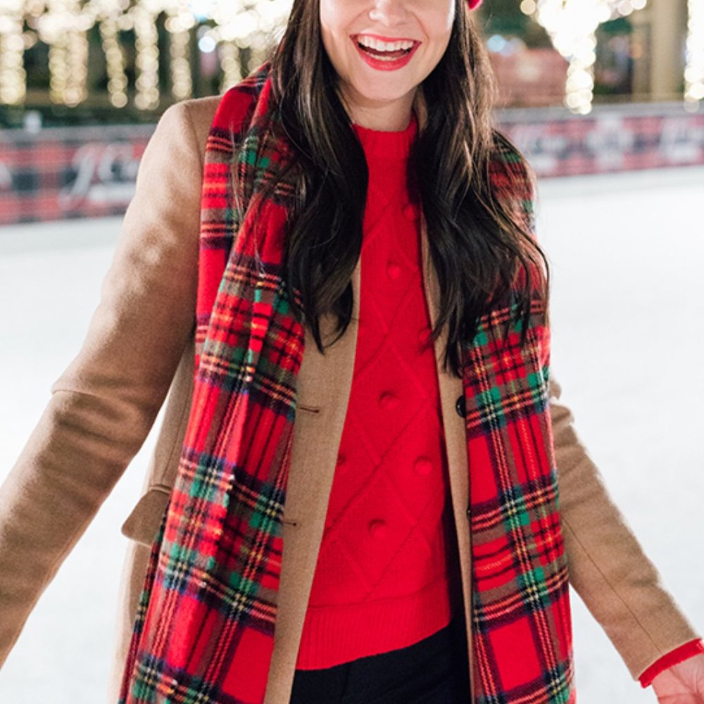 J. Crew Christmas Tartan Plaid Scarf - Picture 2 of 3